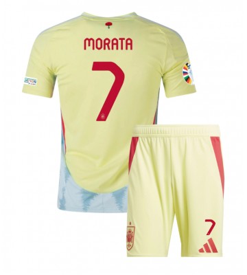 Spanien Alvaro Morata #7 Udebanesæt Børn EM 2024 Kort ærmer (+ korte bukser)